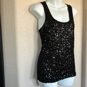 DIVA sleek & sassy sequined racer back tank tee  . M EUC